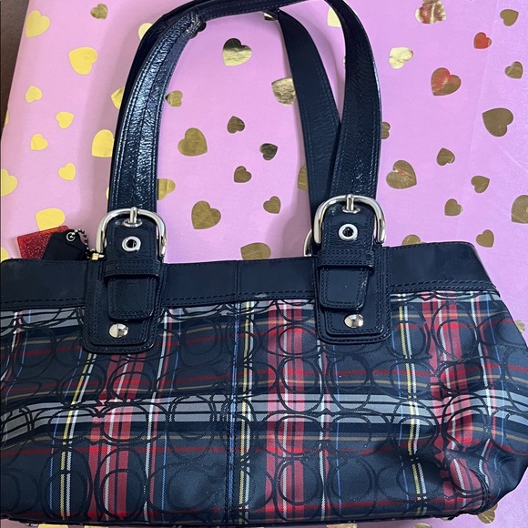 Coach Black and Red Plaid Shoulder Bag - Picture 3 of 5